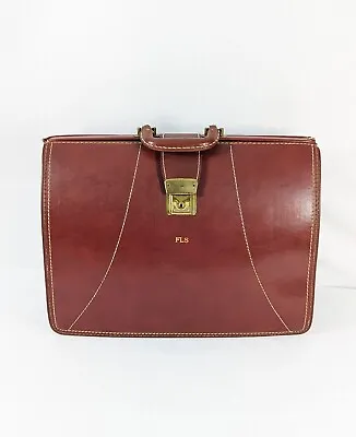 Vtg Classic MCM Leather Briefcase Saddle Stitch Attache Doctor Lawyer Bag FLS • $48