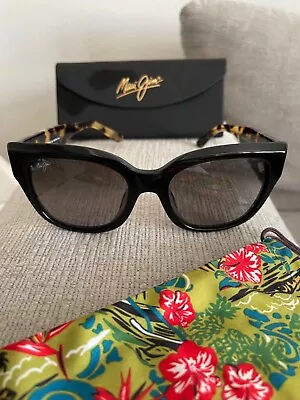 Maui Jim Siren Song Mj 801-02B Black Tortoise Cat Eye Sunglasses • $79