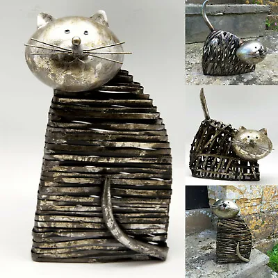 Metal Cat Ornament Sculpture Statue Figurine Garden Home Ornaments Quality Gift  • £21.99