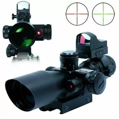 2.5-10X40 Rifle Scope With Red Laser & Mini Reflex 3 MOA Red Dot Sight • $72.85