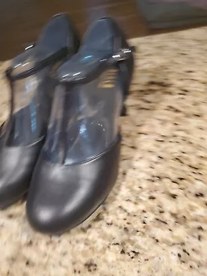BLOCH Women's CHARACTER Split Flex T-Strap Dance Heels Shoes Black Size 9.5 • $109