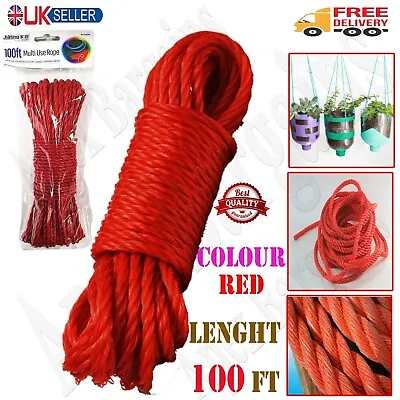 £5.45 • Buy 100ft Plastic Rope String Multi Use Garden Clothes Washing Pulley Line Camping.