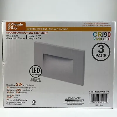 CLOUDY BAY 120V Dimmable LED Indoor Outdoor Step 4.75 -3pack White  • $25