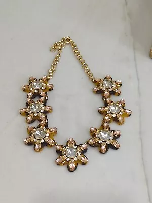 Jcrew Necklace  Tortoise Flowers Statement Crystal • $35