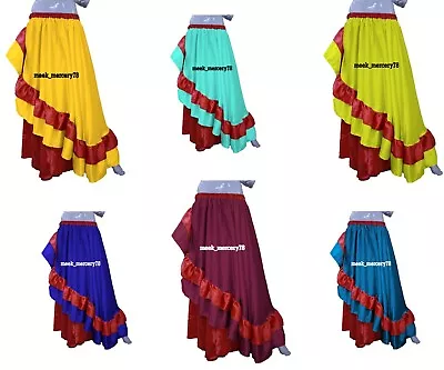 Belly Dance Steampunk Skirt Half Circle Ruffle Red Frill Skirt Plus Size S57-2 • $47.02