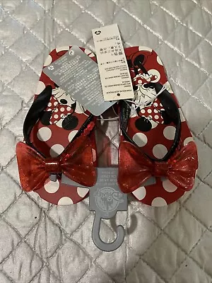 Disney Polka Dot Minnie Mouse Sandals With Glitter Bow On Top Girls Size 9-10 • $12