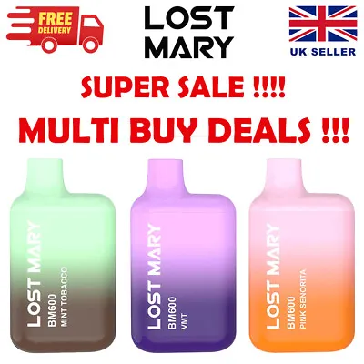 Lost Mary Disposable Vape Kit BM600 Pod Device 20mg | 2ml | SALE ! FREE SHIPPING • £3.85