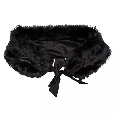 PL Kids Petit Lem Faux Fur Black Shrug With Satin Tie Size 3T • £11.57