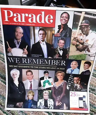 Parade Magazine December 19 2021 Stars We Lost In 2021 Aaron Charlie Watts More • $6.99