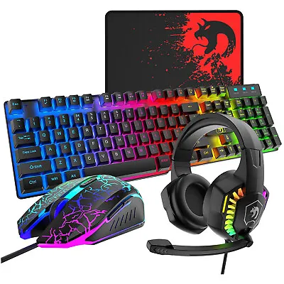 $34 • Buy 4 In 1 Wired Gaming Keyboard Mouse Headphone Mouse Pad Bundle For PC Laptop Mac