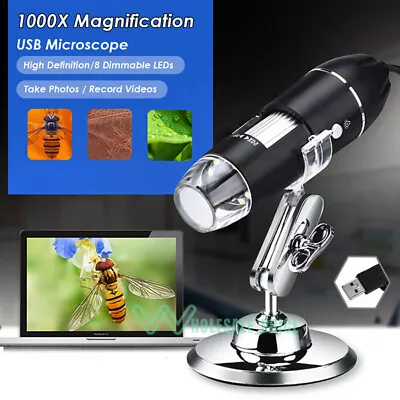 1000X Zoom 8LED HD 1080P USB Microscope Digital Magnifier Endoscope Video Camera • $20.99