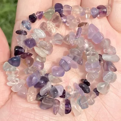 Natural Chips Purple Fluorite Stone Beads Irregular Gravel For DIY Making 16in • $1.51