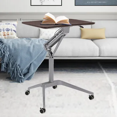 Adjustable Mobile Laptop Desk Rolling Table Cart Computer Stand + Lockable Wheel • £116