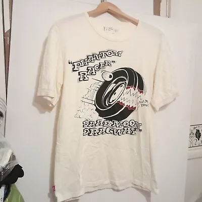 Mens Levis Cream Phantom Racer Print Shirt Sleeved T Shirt Size L • £10