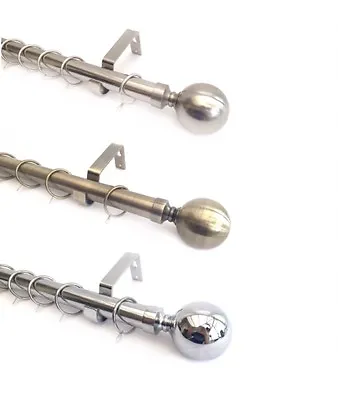 Quality Heavy Duty 28mm Metal Curtain Pole Poles Rails Tracks 60mm Metal Finials • £23.99