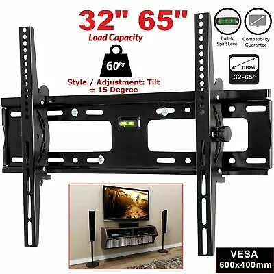 TV Wall Bracket Mount Tilt For 32 37 40 45 47 50 55 60 65 Inch Plasma LCD LED 3D • £10.99