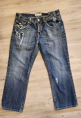 MEK Jeans Mens Oaxaca Size 36x32 Blue Denim Straight Thick Stitch  • $21.89