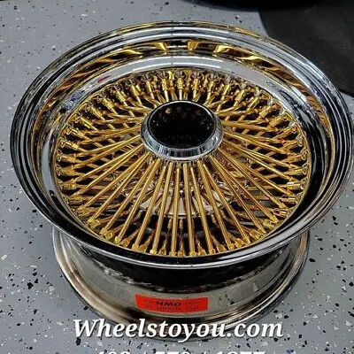 New Genuine Roadster 24kt Gold & Chrome 14x7  80 Spoke Knockoff Wire Spoke Wheel • $300