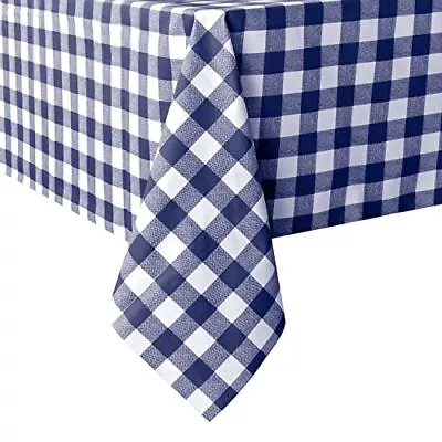  Checkered Vinyl Rectangle 60x84 Inch Tablecloth Blue And White Checkered • $34.92