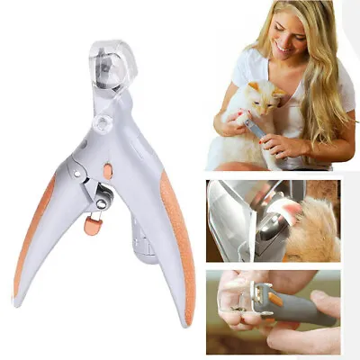 Pet Nail Clippers With LED Light Dog Cat Claw Grinder Scissor Toe Trimmer Cutter • £7.89