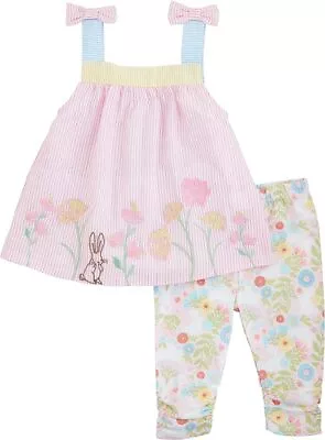 Mud Pie E4 Kids Easter Floral Bunny Tunic With Capris Set 11010482 - Choose Size • $44.99