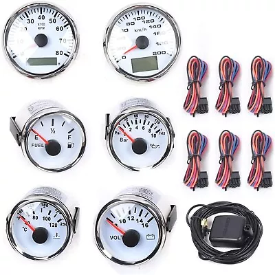 6 Gauge Set Universal Gauge Kit Fit 52mm Car Marine Boat Yacht With Senders &... • $273.80