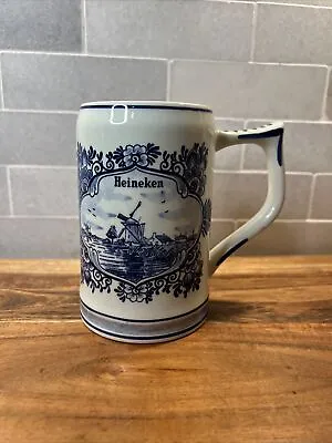 $28 • Buy Vintage Heineken Delft Blue Holland Porcelain Beer Stein Mug Windmill Dutch 16oz