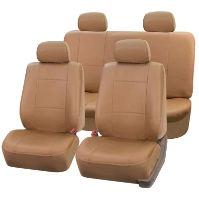 $43.99 • Buy PU Leather Seat Covers For Car SUV Van Full Seat Covers Set Tan