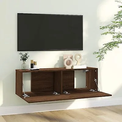  TV Cabinet Stand Unit Wall Mounted Floating Cupboard Itzcominghome 100cm WALNUT • £44.99