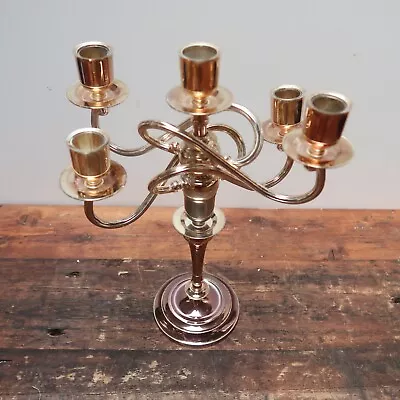 5 Candle Metal Candelabra Candle Holder Stand Chrome H 13  • $28
