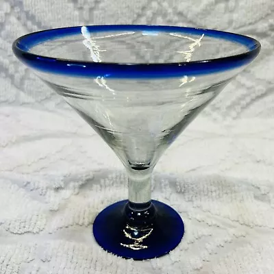 Giant Cobalt Blue 7  Rim Mexican Recycled Margarita/Martini Glass 32 Oz/750 Ml • $11.99