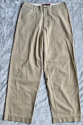 Vintage Abercrombie & Fitch Pants Mens 33x31 Khaki Baggy Skater Wide Leg Y2K • $29.99