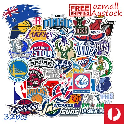 $3.99 • Buy 32pcs Basketball SportsTeam NBA Stickers Bomb KINGS LAKERS 76ERS BULLS JAZZ