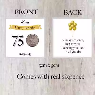Personalised Lucky Sixpence 75th Birthday Token - Gift - Banner Design 1948 • £3.49