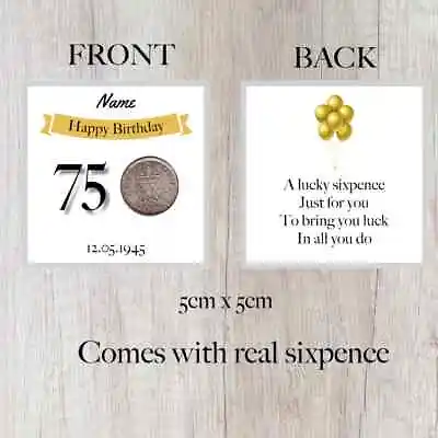 Personalised Lucky Sixpence 75th Birthday Token - Gift - Banner Design 1949 • £3.49