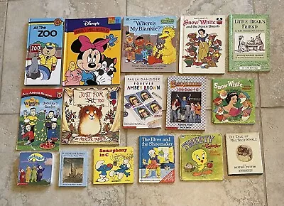 Lot Of 16 Childrens Story Books Disney Sesame Street Little Bear Wiggles Smurf  • $9.99