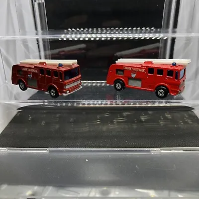 MATCHBOX No.35 MERRYWEATHER FIRE ENGINE - RARE 1969 TWO PACKS VERSION Lot Of 2 • $52.93