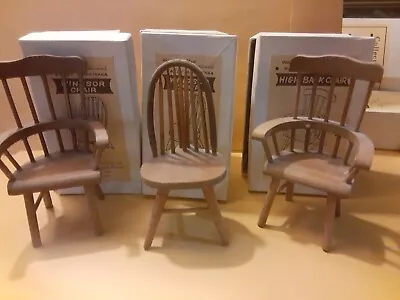 Vintage Mini Lot Shackman Wood Dollhouse Furniture Chairs Incl. Windsor Highback • $10