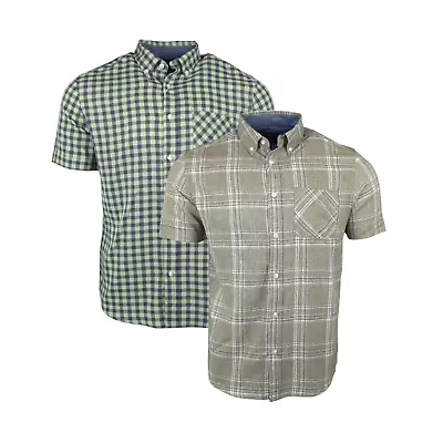 Mens Springfield Short Sleeve Beach Holiday Casual Summer Check Soft Shirts • £7.99