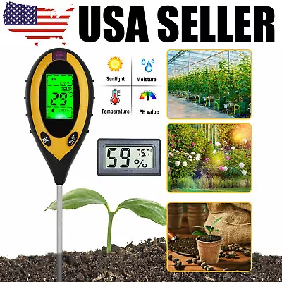 4In1 Soil Tester LCD Digital PH Moisture Test+Indoor Temperature Humidity Meter • $6.99