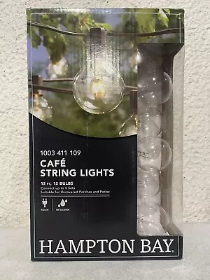 Hampton Bay Outdoor/Indoor 12 Ft Plug-In G50 Clear Bulbs Cafe String Light 15PK • $87.96