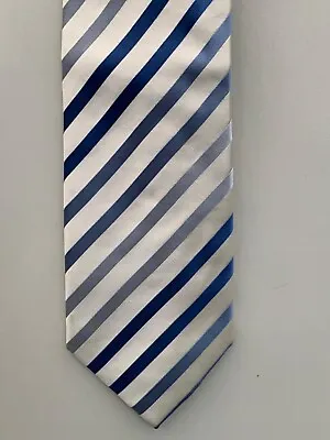 Neck Tie Racing Green Blue White Pure Silk Size 58” Classic Mens • £4.99