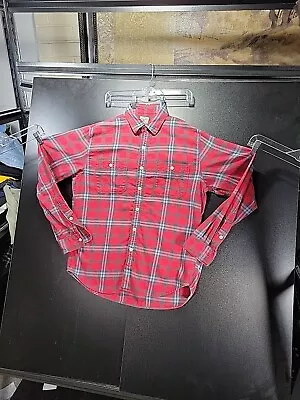 J Crew Shirt Mens Medium Button Up Blue Red Plaid Flannel Pocket Work Wear • $17.10