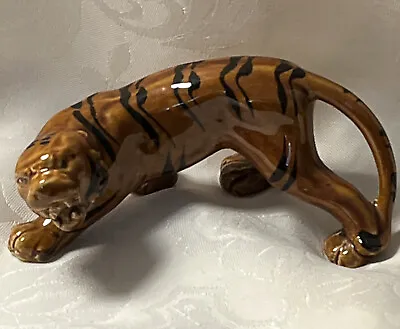 Hand Made Rare 1930’s Porcelain Tiger In High Gloss & Enamel Finish. • £65