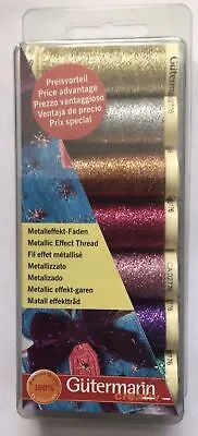 GUTERMANN METALLIC EFFECT THREAD SET - 7 Reels - CRAFTS • £11.89