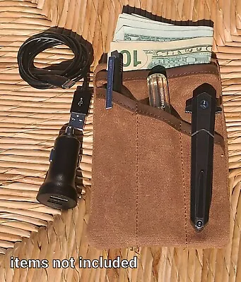 Rugged Wax Canvas Wallet; Pocket Multipurpose Zippered Pouch Camping Organizer • $14.99