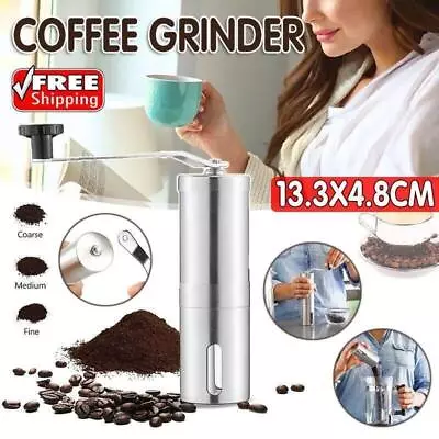 Manual Coffee Bean Grinder Stainless Steel Hand Coffee Mill Ceramic Burr AU • $14.33