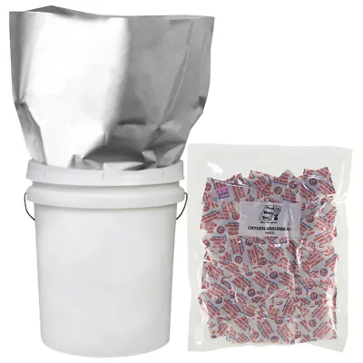 25-1 GALLON 10 X16  Mylar Bags 5.25 MIL + 25-600cc Oxygen Absorbers Food Storage • $34.99