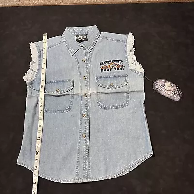 $20 • Buy Occ Orange County Choppers Mens Medium Frayed Denim Sleeveless Vest Brand New
