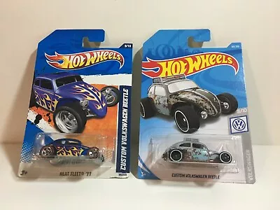 Hot Wheels 2 Ea Custom Volkswagen Beetle 99/244 Heat Fleet 69/250 Grey Rat Rod • $5.36